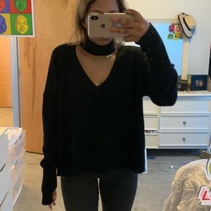 black bp cutout choker sweater
